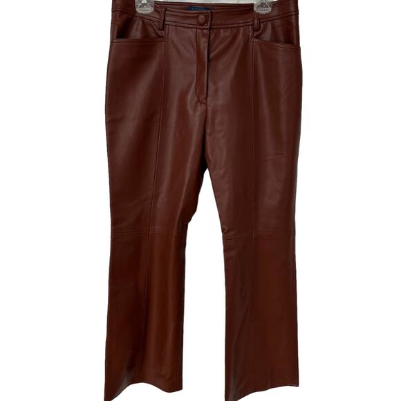 Vintage Biltmore Faux Leather Pants Cinnamon Brown Bootcut NWT Women's Size 12 - Picture 1 of 10